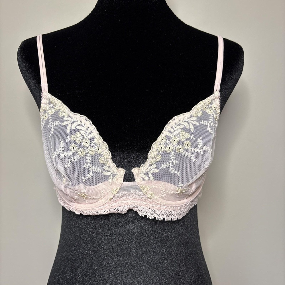 La Perla Sheer Embroidered Lace‎ Underwire Bra – Blush Pink - 34C